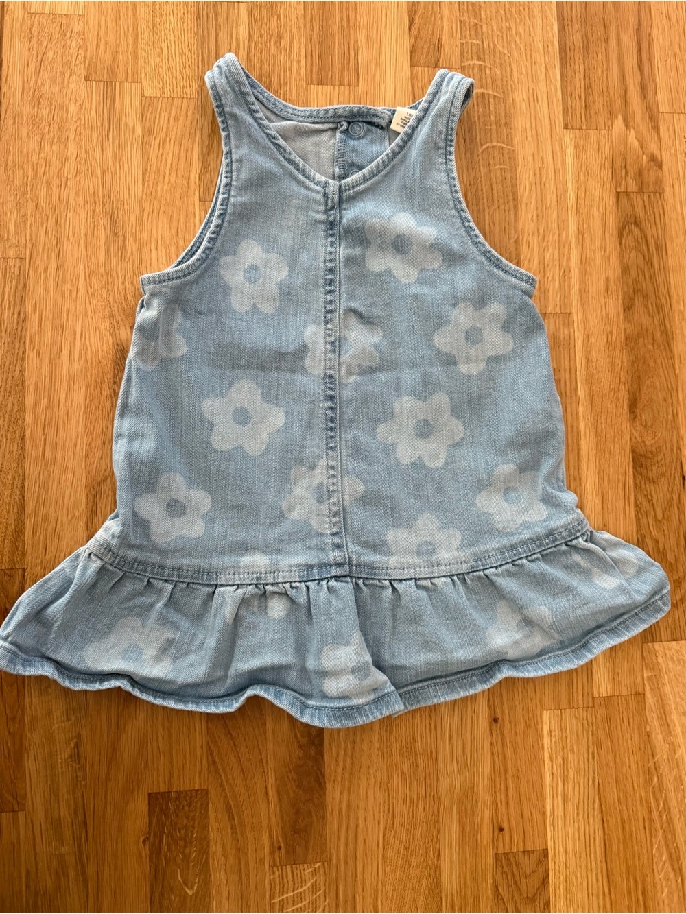 Tucker & Tate light Wash Floral Denim Ruffle Tank Dress - Blue